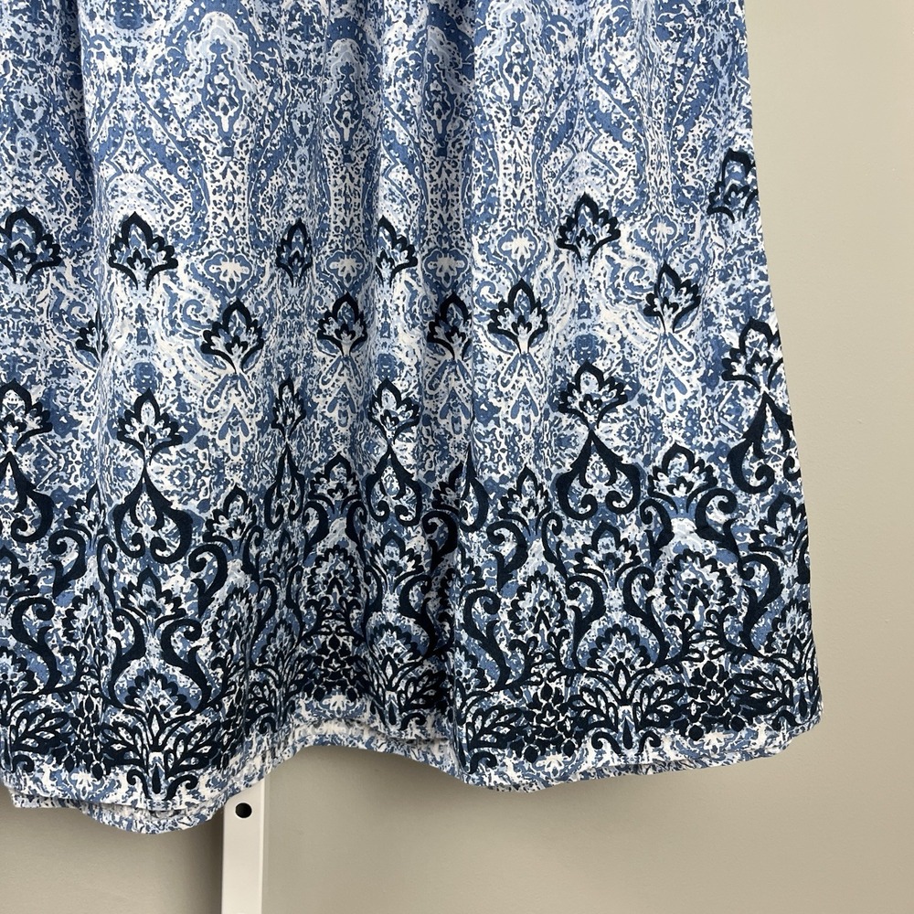 J. Jill Smocked Waist Maxi Skirt Womens‎ Medium Blue Print Tassel Drawstring NWT - Picture 3 of 6